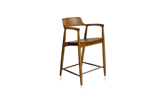 Tabouret de bar H60 cm bois teinte merisier