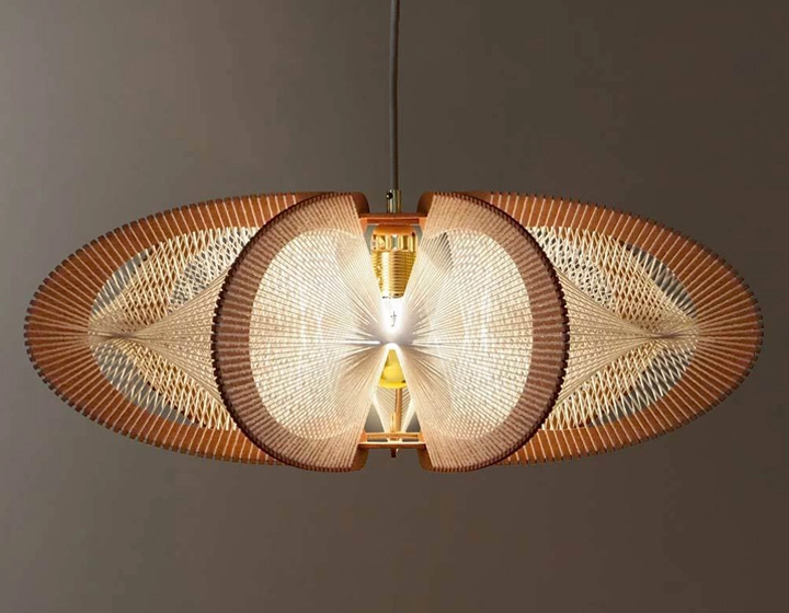 Suspension en bois et fil de coton tressage twist petit modèle