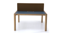 Bureau bench 2 postes chêne teinte naturelle plateau fenix bleu foncé 140x160