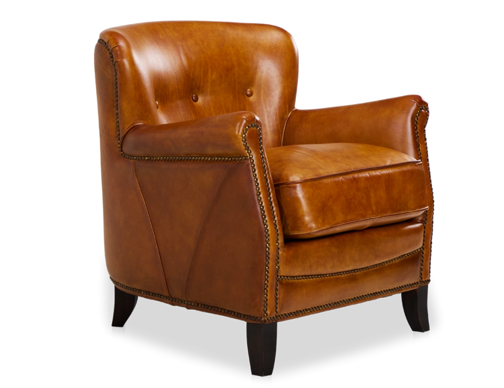 Leather club armchair cognac
