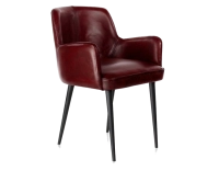 Chaise vintage avec accoudoirs cuir rouge carmin