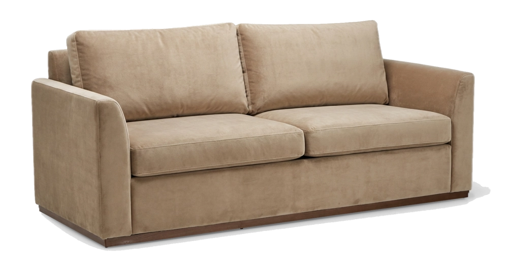 Canapé design 3 places tissu velours taupe clair