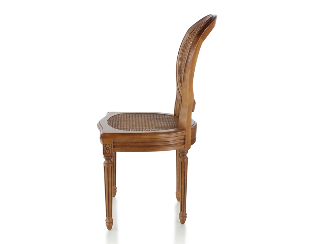 Chaise ancienne style Louis XVI bois teinte ancienne assise et dossier cannés