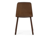 Chaise design en chêne tapissé bois teinte marron foncé assise tissu gris anthracite