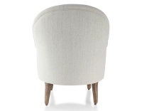 Fauteuil crapaud avec accoudoirs pieds bois teinte noyer et tissu beige naturel