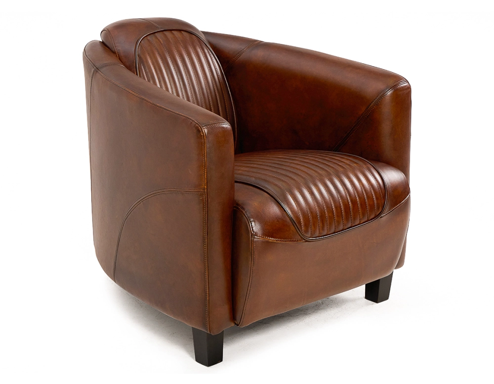Fauteuil club cuir marron vintage