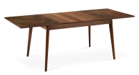 Table extensible 6 à 8 personnes en noyer et céramique allonges bois avec bois teinte naturelle et plateau céramique brun oxydé 160x100 cm