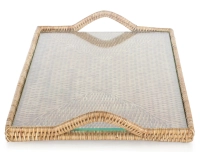 Large rectangular natural rattan cheeseboard