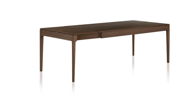 Table extensible en chêne 6 à 10 personnes avec plateau et allonges bois teinte marron foncé 160x100 cm