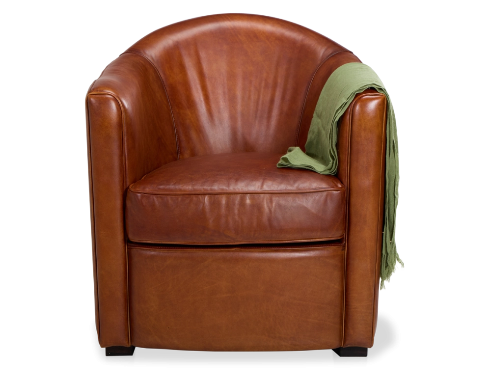 Fauteuil club cuir marron clair