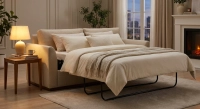 Canapé convertible 3 places tissus chiné beige