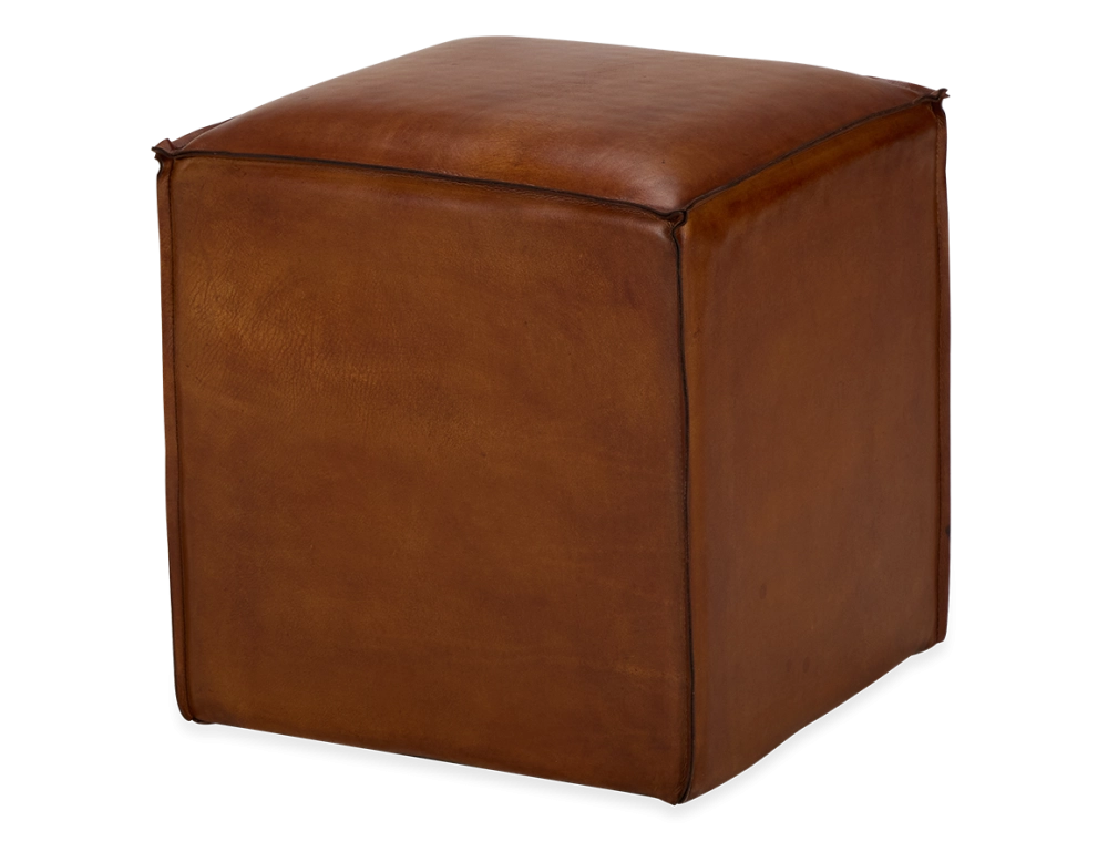 Pouf cuir marron clair