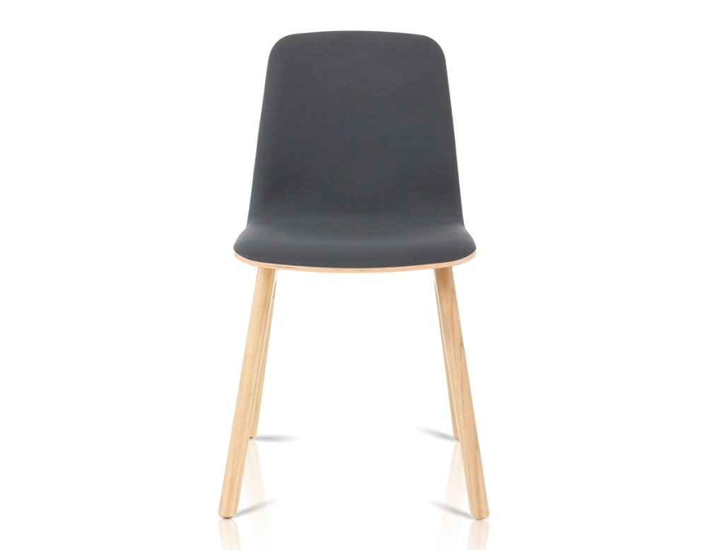 Chaise design en chêne tapissé bois teinte naturelle assise tissu gris anthracite