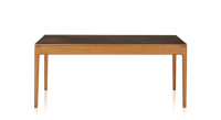 Table salle à manger en chêne et céramique 8 personnes avec bois teinte merisier et plateau céramique brun oxydé 180x100 cm