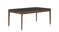 Table salle à manger en chêne et céramique 8 personnes avec bois teinte marron foncé et plateau céramique effet ardoise 210x100 cm
