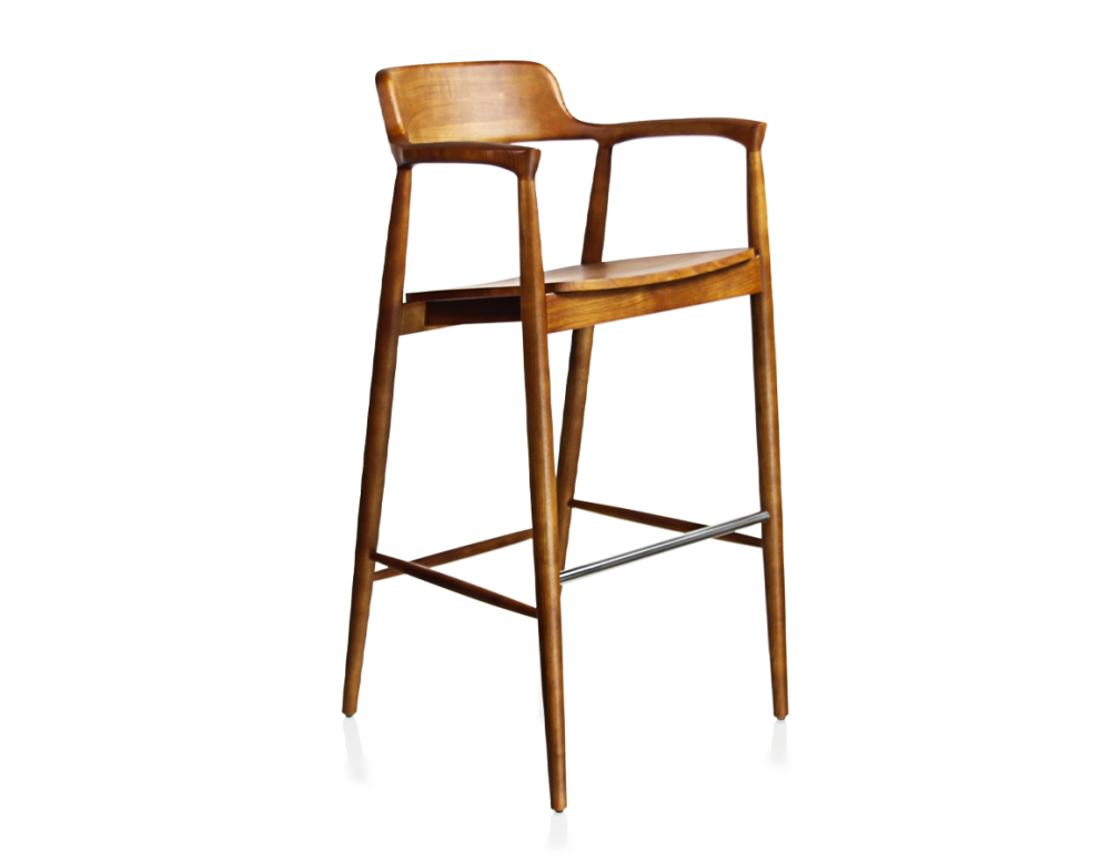Tabouret de bar h80 cm bois teinte merisier