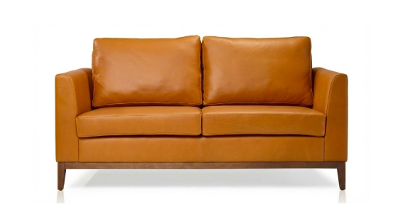 Canapé design 2 places cuir caramel