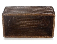Rectangular brown rattan storage basket