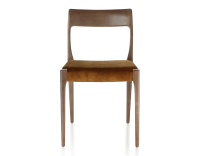 Chaise scandinave bois teinte marron foncé assise tissu velours bronze