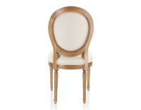 Chaise ancienne style Louis XVI bois teinte ancienne et tissu bouclé blanc
