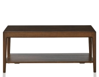 Mesa de centro rectangular de roble y cerámica con estante en madera tinte marrón oscuro tablero cerámico marrón oxidado 100x50 cm