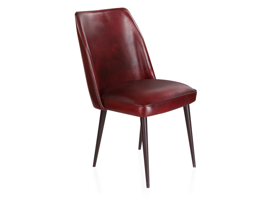 Chaise vintage cuir rouge carmin
