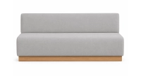 Banquette socle en chêne naturelle assise tissu beige naturel