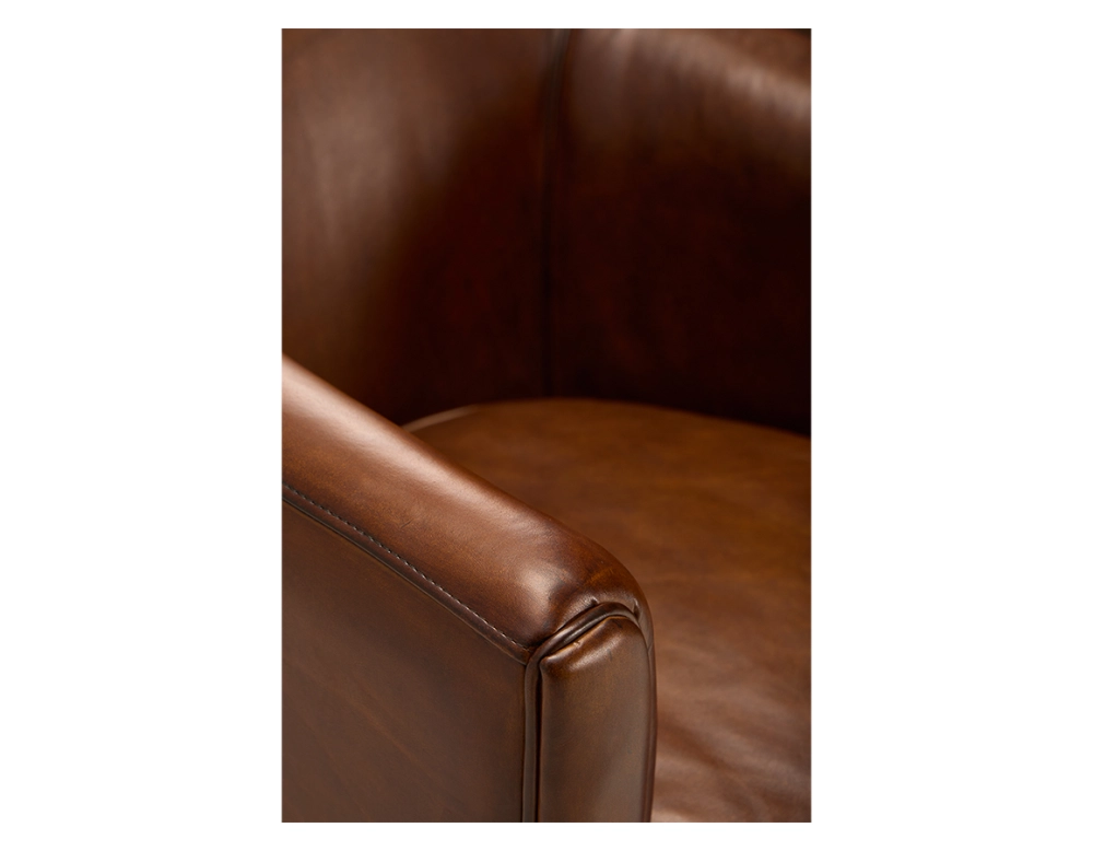 Leather club armchair vintage brown