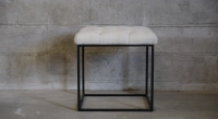 Pouf Chesterfield tissu beige