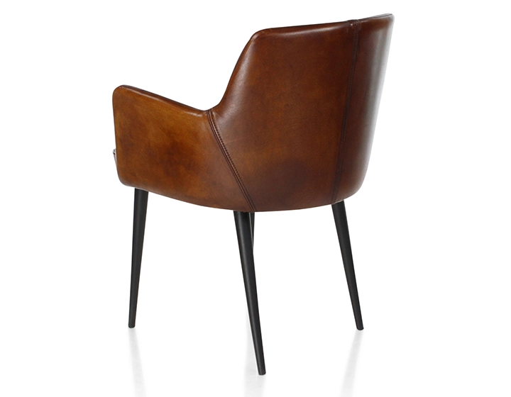Vintage armchair with leather armrests vintage brown