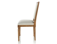 Chaise ancienne style Louis XVI bois teinte ancienne et tissu beige naturel