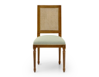 Louis XVI style antique chair cane back chair with sage green fabric seat