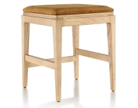 Taburete de diseño H45 cm madera tinte natural asiento tejido terciopelo bronce