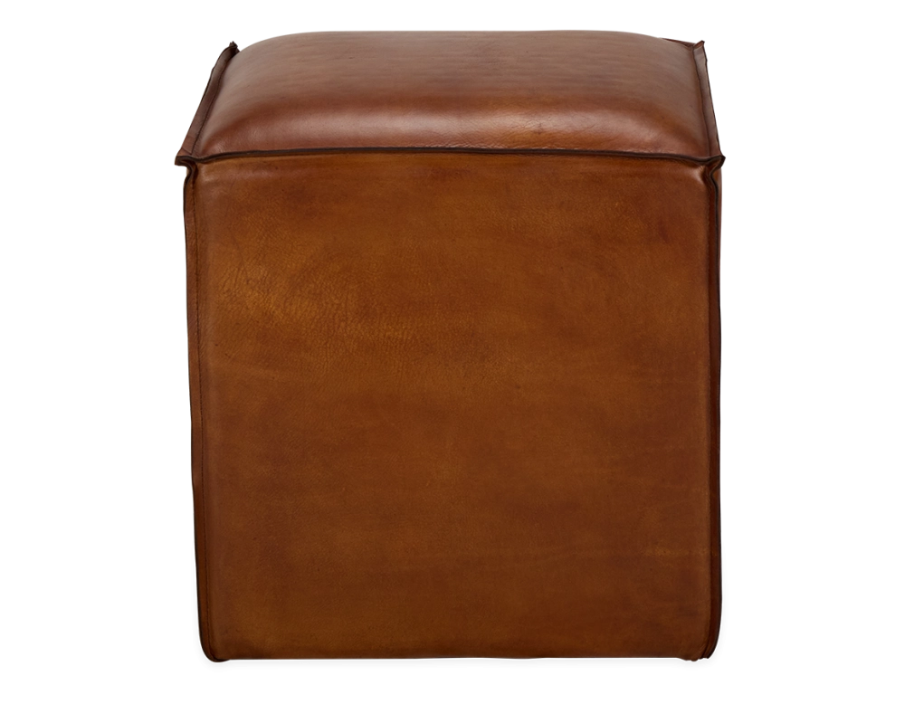 Pouf cuir marron clair
