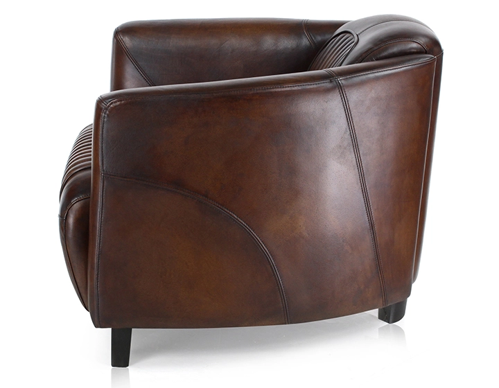 Fauteuil club cuir marron soutenu