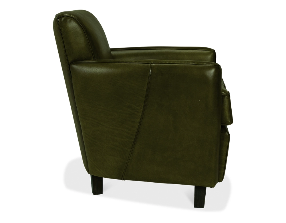 Leather club armchair olive green
