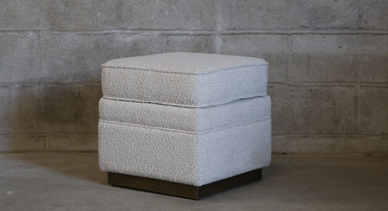 Pouf tissu bouclé blanc
