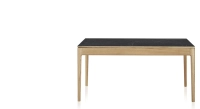Table extensible 6 à 10 personnes en chêne et céramique allonges céramique avec bois teinte naturelle et plateau et allonges céramique effet ardoise 160x100 cm