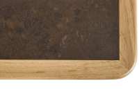 Rectangular coffee table in oak and ceramic with natural stained wood, oxidised brown ceramic top 100x50 cm