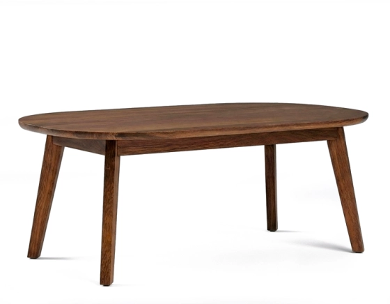 Table basse ovale en chêne teinte marron foncé 100x60 cm