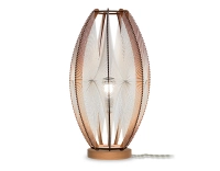 Lampe sur socle en bois et fil de coton tressage twist