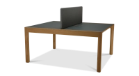 Bureau bench 2 postes chêne teinte naturelle plateau fenix vert foncé 140x160