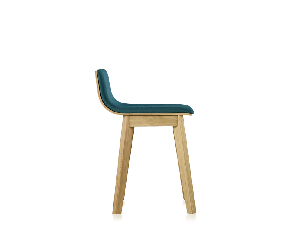 Taburete de roble tapizado H45 cm madera tinte natural asiento tejido azul océano