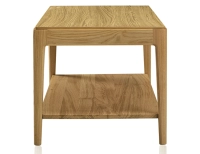 Table basse rectangulaire en chêne avec tablette teinte naturelle doré 100x50 cm