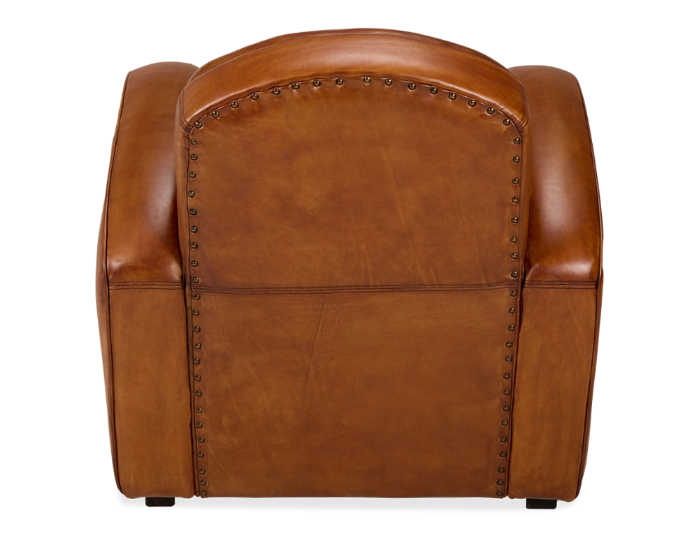 Leather club armchair light brown