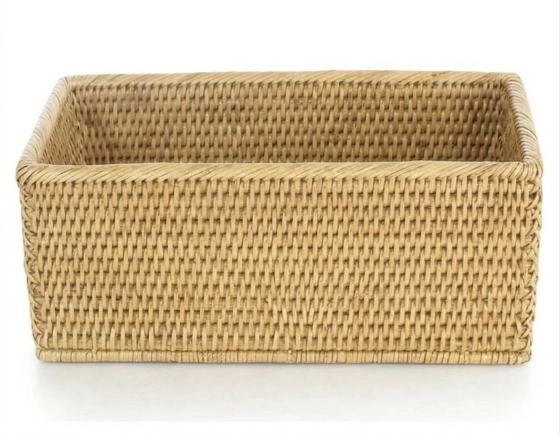 Panier de rangement rectangulaire en rotin naturel