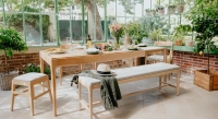 Table extensible en chêne 8 à 12 personnes avec plateau et allonges bois teinte naturelle 180x100 cm
