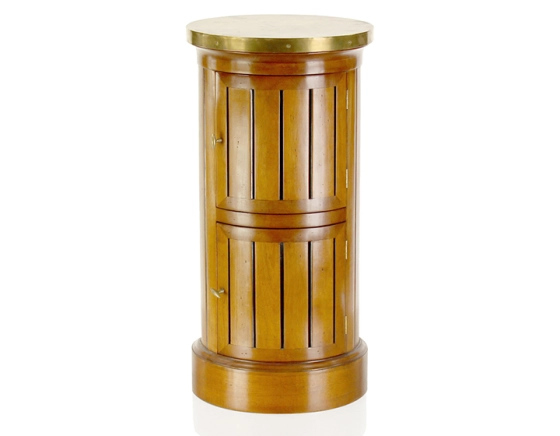 Table d'appoint somno bois teinte merisier et plateau laiton