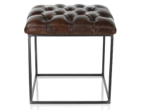 Pouf Chesterfield cuir marron soutenu