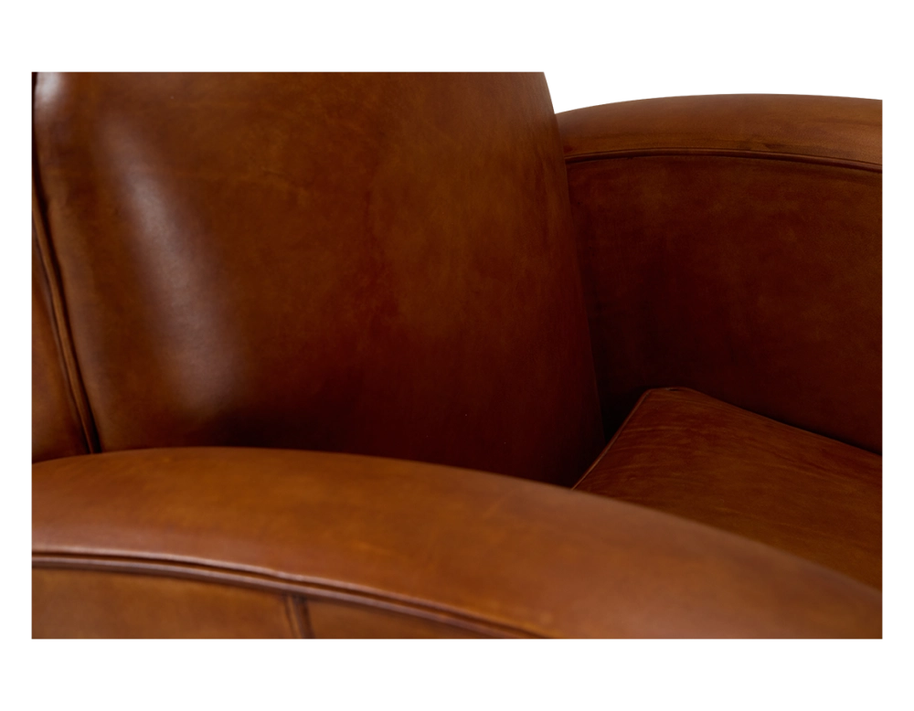 Leather club armchair light brown
